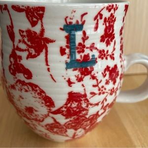 Anthropologie Homegrown 12 oz monogram coffee mug in giftable condition​​​